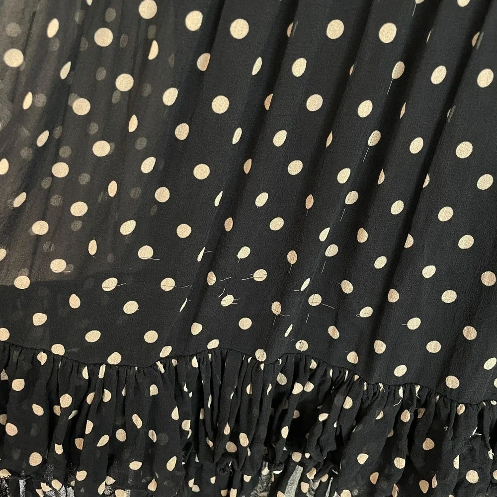 NICHOLAS Black‎ Polka Dot Chiffon Ruffle Mini Dress 0